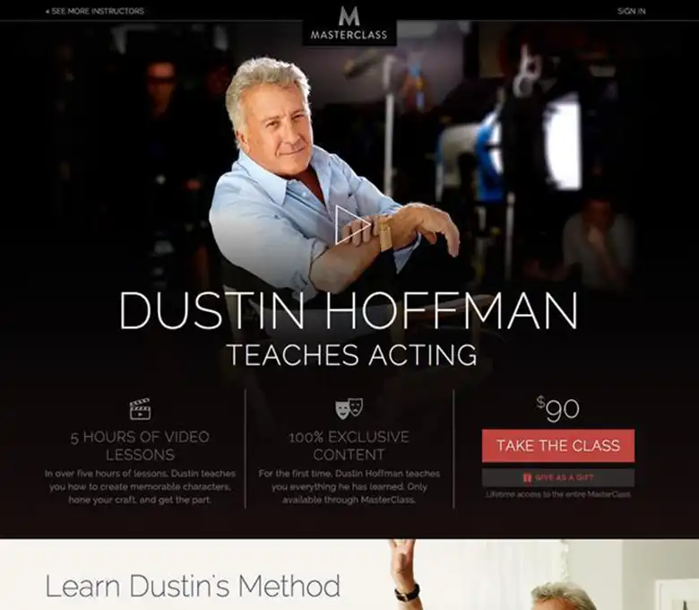 Screenshot of MasterClass (SaaS Learning Platform) project