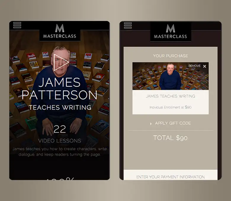 MasterClass mobile web experience