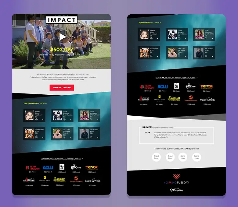 Pledgeling landing page for fundraisers
